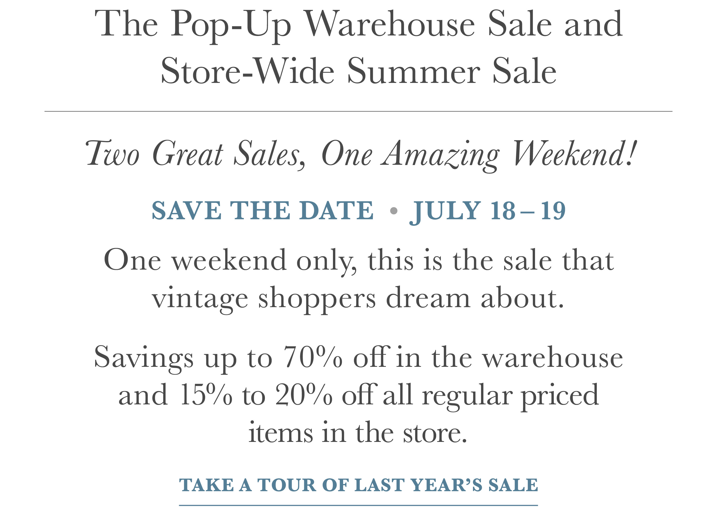 Summer Sale details and dates